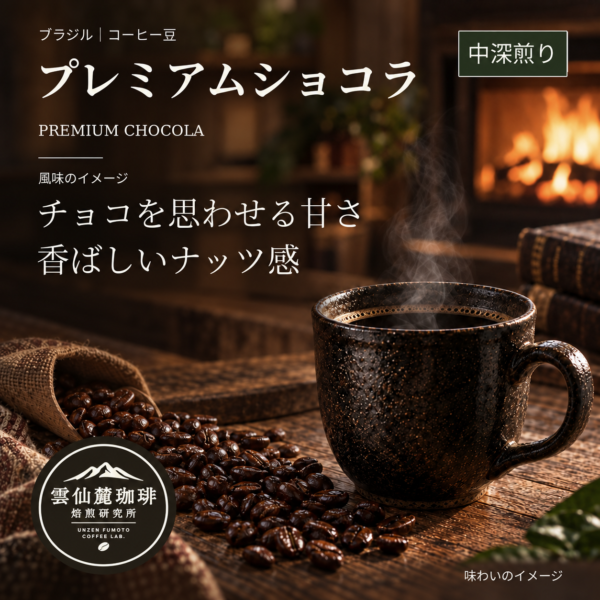 雲仙麓珈琲 ブラジル プレミアムショコラ 中深煎りの味わいイメージ